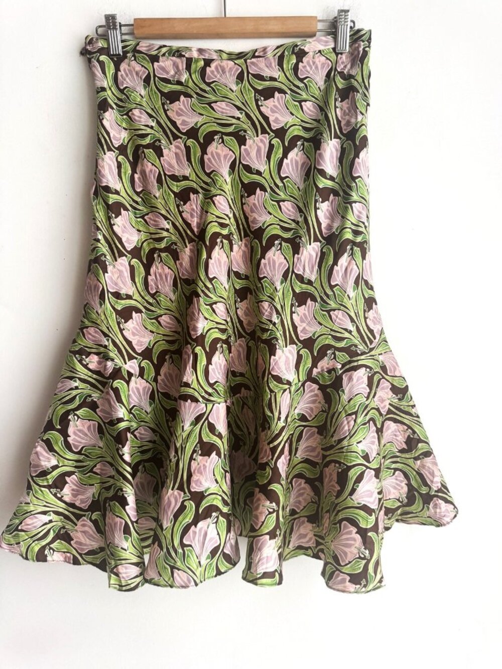 Peter Som Floral Silk Midi Skirt S
